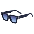 Retro square frame sunglasses for men with black matte finish and blue gradient lenses - C4 Sand Black Gold Grey Blue