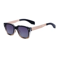 Polarized square sunglasses for men with vintage black and amber frames and gold temple detail - Black Brown Double Gray Gold Leg (C2)