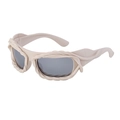 Occhiali da sole Y2K beige crema con montatura a corda intrecciata e lenti grigie - C9 Bianco Riso Specchio Argento