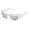 Gafas de sol deportivas Y2K con montura blanca mate y lentes reflectantes plateadas - C5 Marco Transparente Mercurio