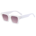 White square frame sunglasses with purple gradient lenses and gold rivet accents - Rice-white Gold Gray Pink