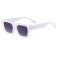 Fashionable small square sunglasses with white frame and purple gradient lenses - Bright White Gold Double Gray