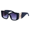 Fashionable oversized cat-eye sunglasses with gold chain temples and purple gradient lenses - Black (C2)
