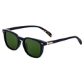 Vintage square black sunglasses with dark green lenses and gold metal temple accents - Bright Black Gold Frame (G15 Green Lens)