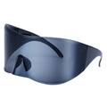 Gafas de sol deportivas con montura envolvente de gran tamaño y lentes de espejo - C1 Negro Lente Gris