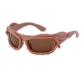 Occhiali da sole Y2K con montatura rosa ritorta e lenti marroni per donna - Montatura Tè/Lenti Tè