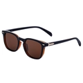 Retro square sunglasses with black and amber frames, brown lenses, and silver arrow rivets - Dark Tea Gold Frame (All Tea Lens)