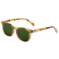 Retro square sunglasses with tortoise frame, dark green lenses and silver metal accents - Tortoise Gold Frame (G15 Green Lens)