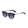 Fashion square sunglasses with purple gradient lenses and gold engraved temples - C6 Bright Black Gold Gradient Grey