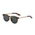 Classic tortoiseshell square sunglasses with engraved gold metal temples and green lenses - C5 Brown Tortoise Gold Frame G15 Green Lens