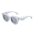 Occhiali da sole cat eye con montatura argento viola e lenti scure da donna - Montatura Argento Lenti a Specchio (C6)