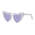 Fashionable purple heart sunglasses with elegant pearl-beaded frame for women - C7 Transparent Purple
