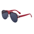 Occhiali da sole aviator a mezza montatura con montatura rossa e lenti grigie da uomo - Montatura Argento Rossa Lente Completamente Grigia (C8)