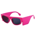 Fashionable women's cat eye sunglasses with thick hot pink frames and dark lenses - Rose Red Grey