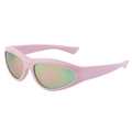 Roze Y2K sportzonnebril met groene kleurverloopglazen en een oversized montuur - C9 Roze Frame Lichtroze Film