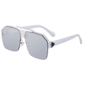 Gafas de sol retro punk cuadradas con lentes reflectantes plateadas y patillas blancas - Blanco Porcelana Lente de Espejo Plateado (C9)