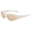 Gafas de sol deportivas Y2K con montura blanca y lentes naranjas para el ciclismo - Blanco Roto Lentes Marrón Claro