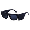Schicke schwarze Cat-Eye-Sonnenbrille mit breiten Trapezflügeln und Hochglanz-Finish - Glänzend Schwarz