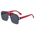 Gafas de sol vintage punk de montura media sobredimensionada con marco rojo y lentes gris - Marco Rojo Lente Gris (C8)