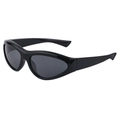 Y2K sporty wrap-around sunglasses in sleek black finish with dark grey lenses - Black Grey (C1)