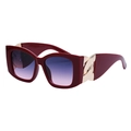 Modische dunkelrote eckige Cat-Eye Sonnenbrille mit Goldkette und lila Verlaufsgläsern - Roter Rahmen Goldkette Grau Rosa Verlaufsgläser / Großes Rot (C6)