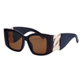 Schicke Cat-Eye-Sonnenbrille mit dunklem Schildpatt-Rahmen und goldenen Gliederketten-Bügeln - Tee Rahmen Goldkette Alle Tee Gläser / Kaffee Schildpatt (C5)