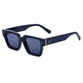 Gafas de sol cuadradas retro para mujer con montura negra brillante y lentes grises - C1 Negro Dorado Gris Completo