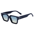 Gafas de sol cuadradas vintage con montura negra y lentes degradadas de azul a amarillo - C10 Negro Brillante Oro Verde Amarillo