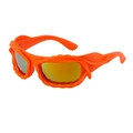 Y2K irregular orange sunglasses with textured rope frame and golden reflective lenses - C10 Orange Frame Red Mirror