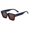 Gafas de sol retro con montura negra gruesa, lentes marrones y detalles de remaches - C19 Marrón Oscuro Oro Todo Marrón