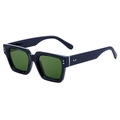 Lunettes de soleil carrées rétro noires avec verres vert foncé et accents métalliques - C5 Noir Brillant Or G15 Vert