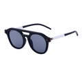 Occhiali da sole aviator steampunk con montatura nera a doppio ponte - Stanghetta Bianca Lente Grigia (C2)