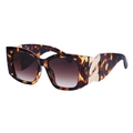Oversized leopard print square sunglasses with bold gold chain temple detail - Bean Flower Tortoise (C4)