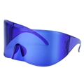 Oversized shield sunglasses in vibrant electric blue for outdoor sports and cycling - C7 Dark Blue