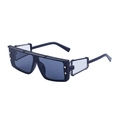 Cyberpunk Y2K rectangular sunglasses with thick black frames and side shields - Bright Black Gray (C2)