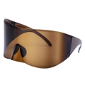 Oversized amber brown shield sunglasses with seamless wraparound frame and UV protection - C6 Dark Brown