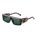 Cyberpunk square oversized sunglasses with tortoise shell frame and dark green lenses - Tortoise Gold Light Tea