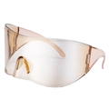 Outdoor cycling sunglasses in amber finish with oversized wraparound shield frame - C5 Light Brown