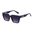 Vintage square frame sunglasses with black frame and purple gradient lenses - Bright Black Double Gray (C1)