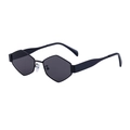 Gafas de sol geométricas hexagonales negras para mujer con patillas anchas y lentes UV - Montura Negra Lentes Gris Negro (C1)
