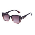 Chic cat eye sunglasses for women with pink purple gradient frames and gold V detail - Tea to Light Pink Gradient