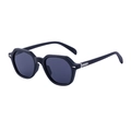 Retro kleine Sonnenbrille in Mattschwarz mit grauen Gläsern und silbernem Pfeil-Detail - C4 Mattes Schwarz Silber Grau