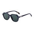 Retro-Sechseck-Sonnenbrille mit dunkelblauem Rahmen und dunkelgrünen Gläsern für Damen - Glänzendes Schwarz Schildpatt Innen G15 Grün