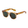 Gafas de sol redondas de carey clásicas con lentes verde oscuro y remaches metálicos - C5 Demi Carey Oro Montura G15 Lente Verde