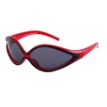 Y2K cycling sunglasses with vibrant red streamlined frames and dark grey UV lenses - Red Frame Black Line Accent Gray Lens