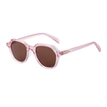 Gafas de sol cuadradas vintage con montura rosa transparente y cristales marrones - C9 Rosa Oro Marrón
