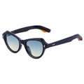 Occhiali da sole cat-eye neri con lenti sfumate e borchie dorate di tendenza - Nero Lucido Sfumato Blu Arancione