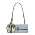 Light blue stone pattern crossbody bag with ribbon and golden metal clasp decoration - Blue