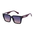 Retro square sunglasses for men with black frame, burgundy temples and gradient lenses - Glossy Black Blue To Coral Gradient (C3)