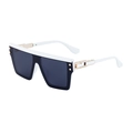 Punk oversized shades with white frames, dark grey lenses and gold metal details - White Frame/Gold Decor/Gray Lens (C9)